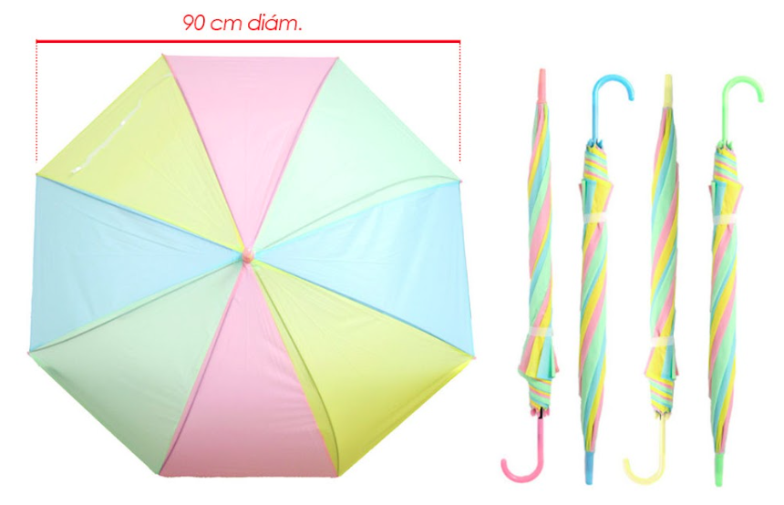 Sombrilla infantil plastica  pastel rayas 