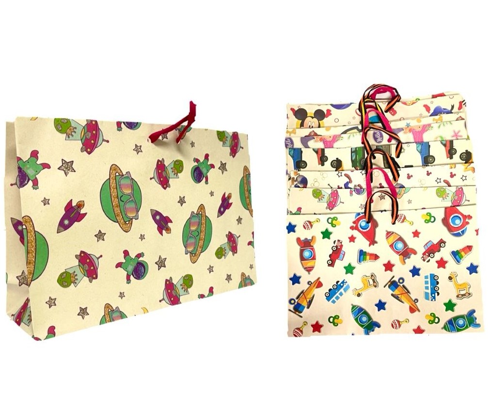 @Bolsa regalo horizontal estampada grd pqt x12