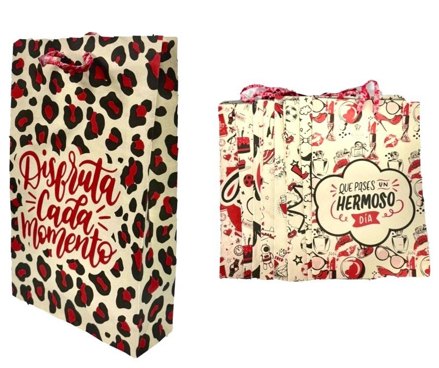 @Bolsa regalo ecologica estampada mdn pqt x12